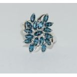 925 silver semi precious blue stone ring size R