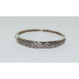 Art deco inspired 925 silver marcasite bangle