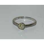 A Natural yellow diamond 4mm & 18ct gold ring, size L1/2.