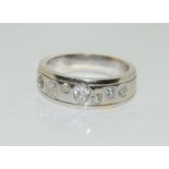 Large multi Diamond heavy 18ct white gold ring, Size T, weighs 10.1grams.