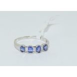 18ct white gold ladies diamond and tanzanite ring size R