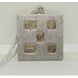 Silver hallmarked ingot together 925 silver chain