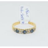 18ct gold ladies diamond and sapphire 1/2 eternity ring size M