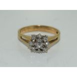 Yellow gold diamond cluster ring size N