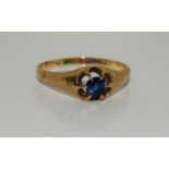 Antique 18ct gold sapphire set gypsy ring size T