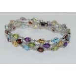 Natural gem set 925 silver bracelet