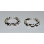 Large 925 silver twist loop earrings