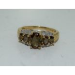 10ct yellow gold tourmaline and diamond ring size P