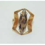 9ct gold ladies smokey quarts ring size N