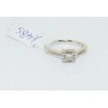 18ct white gold ladies diamond square set ring approx 0.5ct size O