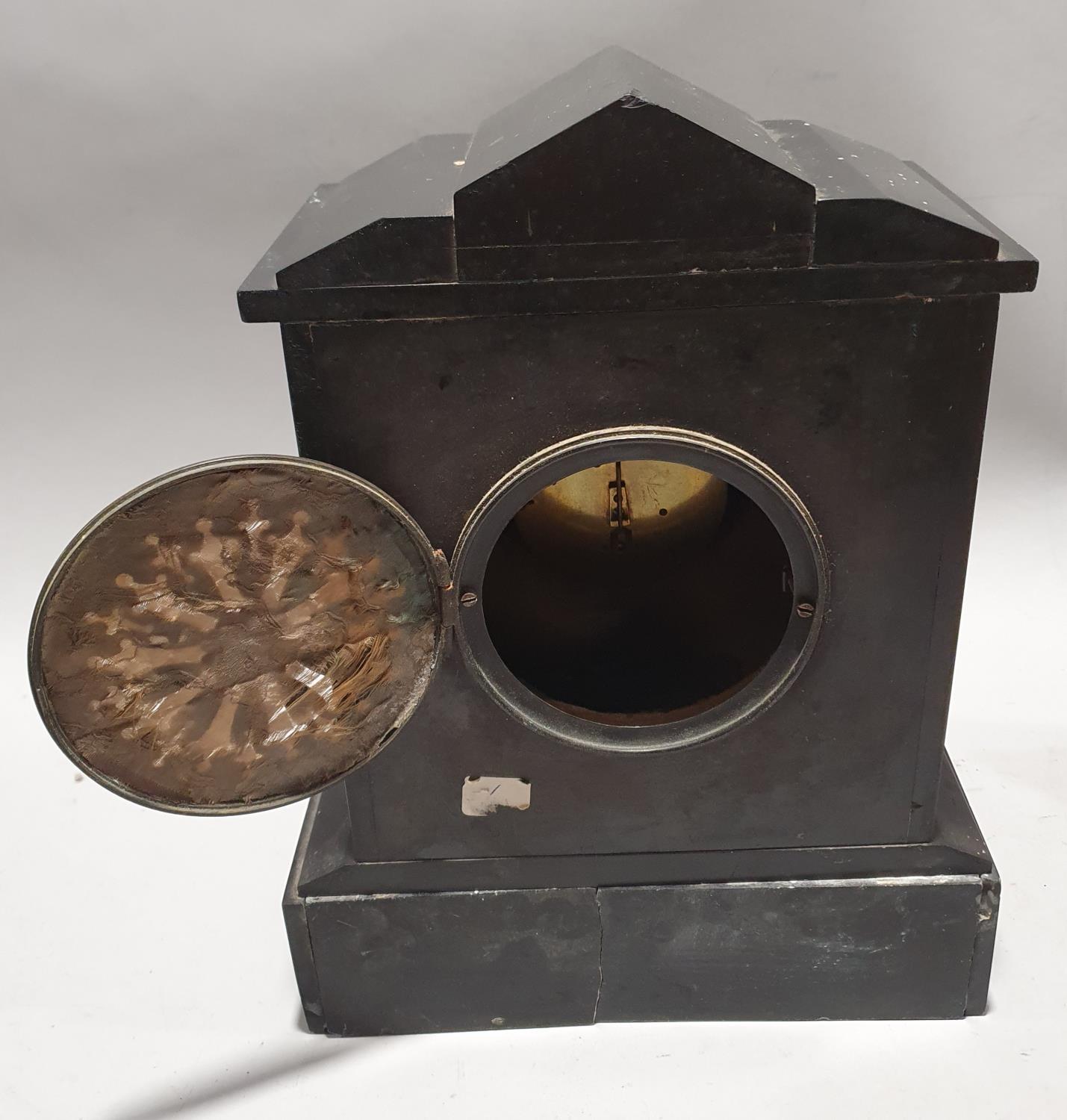 Large slate mantle clock by Bennett & Co. Blackheath. - Image 5 of 7