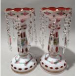 Pair of Victorian glass light lustre's.