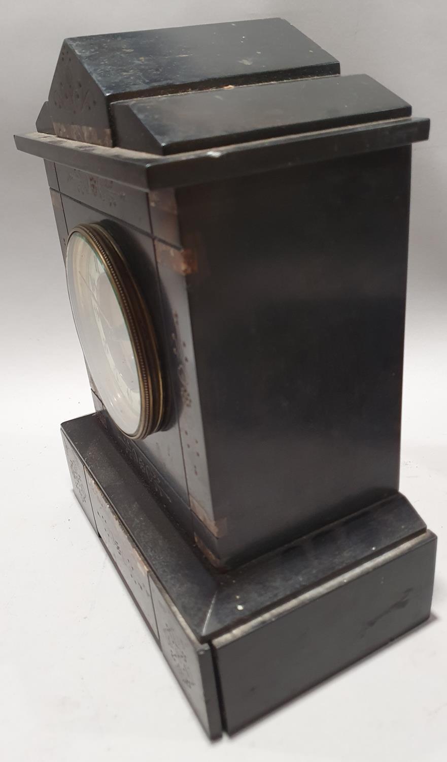 Large slate mantle clock by Bennett & Co. Blackheath. - Image 4 of 7