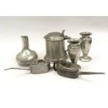 Collection of pewter and other items to include vintage oil cans