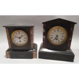 Two antique slate mantle clocks.