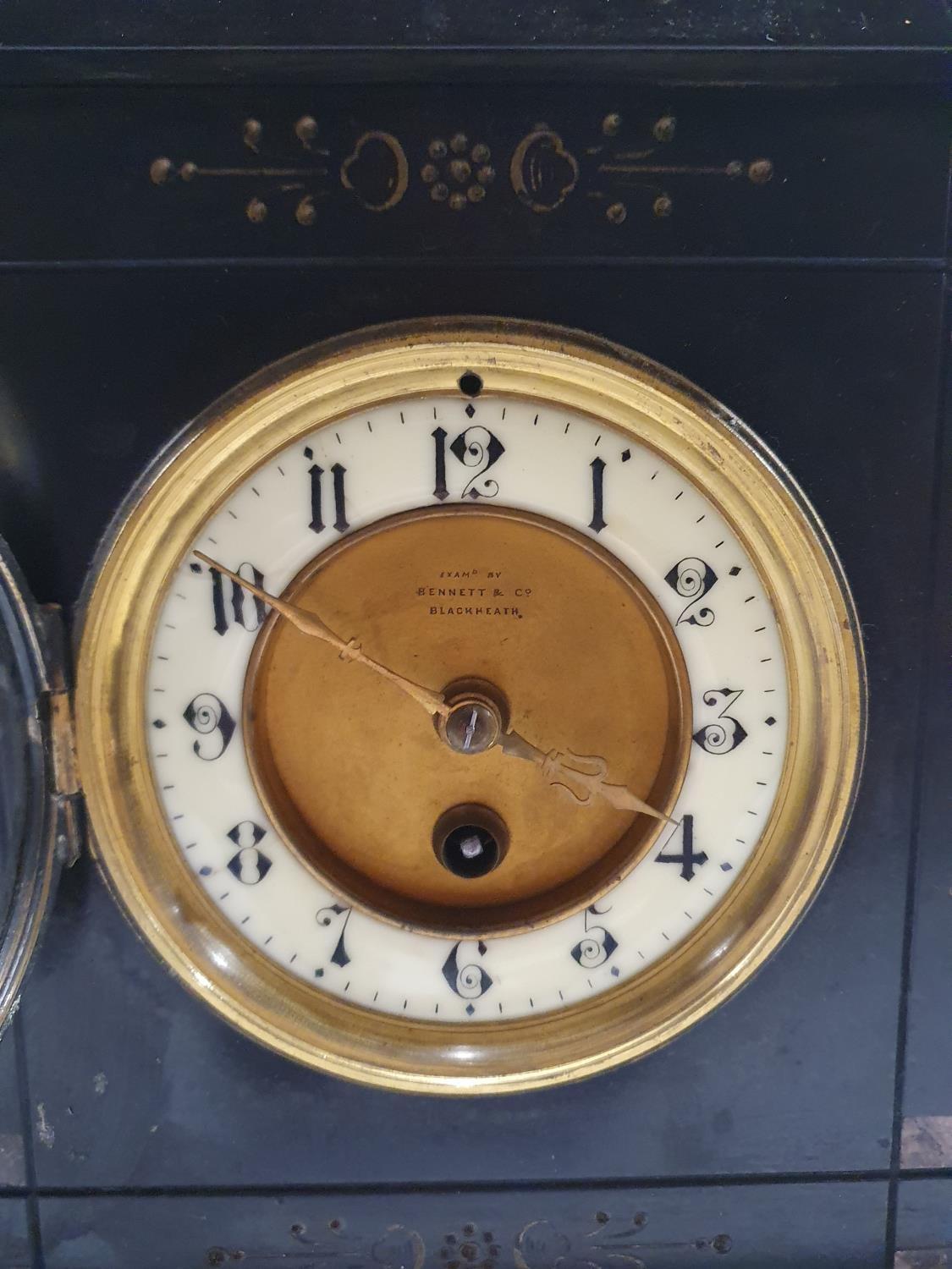Large slate mantle clock by Bennett & Co. Blackheath. - Image 2 of 7
