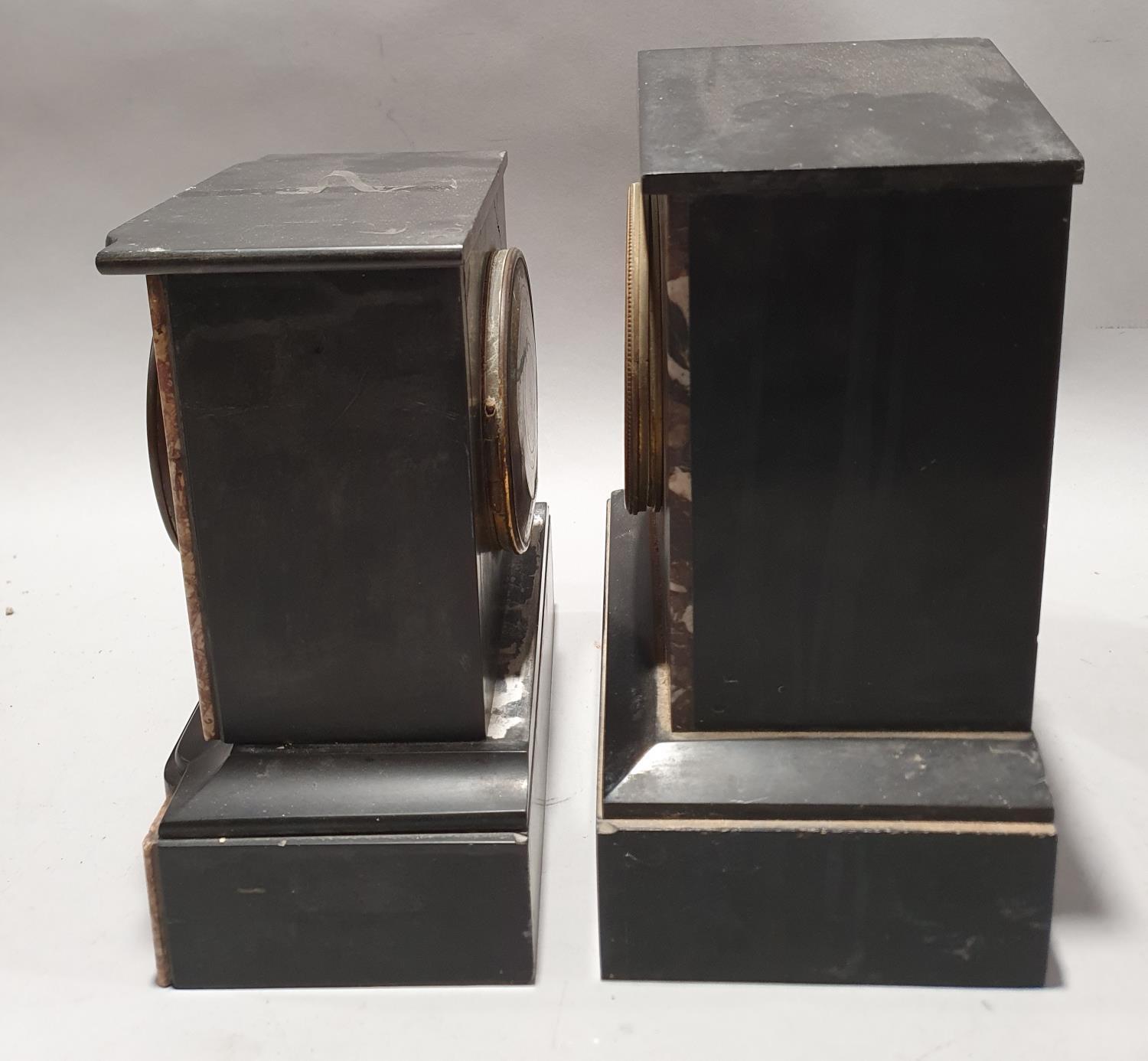 Two antique slate mantle clocks. - Image 4 of 8