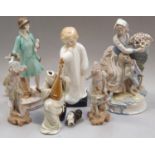 Royal Doulton "Darling" figurine HN1319 together with Royal Worcester "Margery" figurine and four