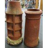 2 x terracotta chimney pots one designed with the smoke disperser 80x30cm