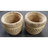 2 x garden planters in the shape of basket weave pots 30x35cm