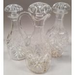 Set matched Crystal glass decanters 2 spirit together a water or wine jug