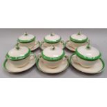 Queens Green Solian Ware Soho Pottery-Cobridge Soup Set for 6.