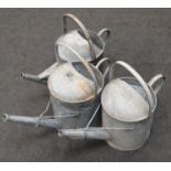 3 x galvanised watering cans