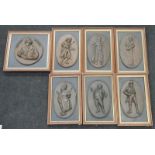 7 x bronzed Charles Dickens character plaques.