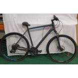 Black and blue Cube mountain bike 22" frame size.