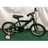 Childs universal black bike with stabilisers (REF 16).
