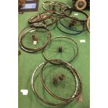 Collection of bike wheels. Red ES31010.