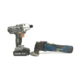 Workzone cordless angle grinder together a Bauker cordless drill ref 13,14
