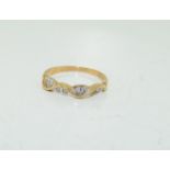 9ct gold half eternity ring. Size K