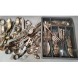 Collection of silver plated flatware.