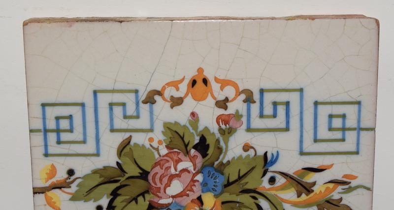 Large early Spanish tile 8" x 8" from the Onda region together with one other from Sevilla 8" x 8" - Image 18 of 24