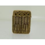 A brass cased double owl vesta case.
