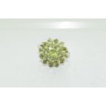 Huge Peridot 925 silver cluster ring, Size R 1/2.