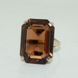 Large 1960's cinnamon gold on silver ring size P.