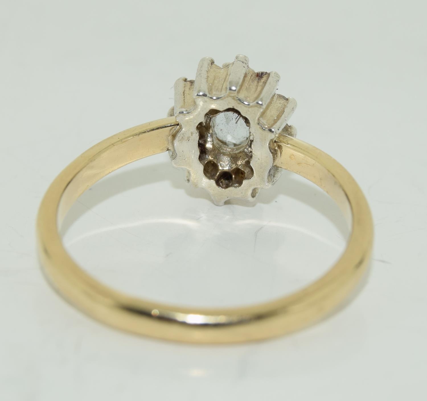 Aquamarine gold on silver cluster ring, Size Q 1/2. - Image 3 of 3