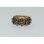 Diamond Approx 1.2ct of champagne diamonds in 10ct gold Ring Size K.