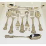 Victorian Kings Pattern selection of silver flatware, maker G A