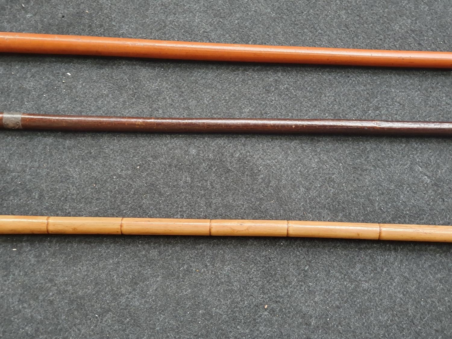 3 walking stick one silver wrapped and another bamboo shaped - Image 5 of 5