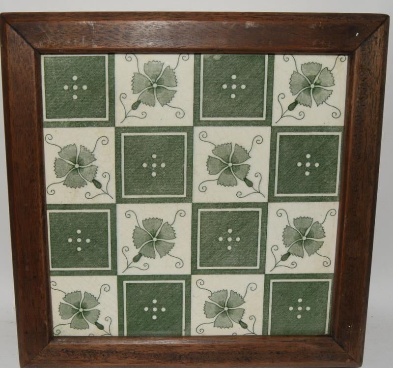 Minton China Works large framed tile / trivet 9.7" x 9.7" c1868-1900, together with large Minton - Image 2 of 8