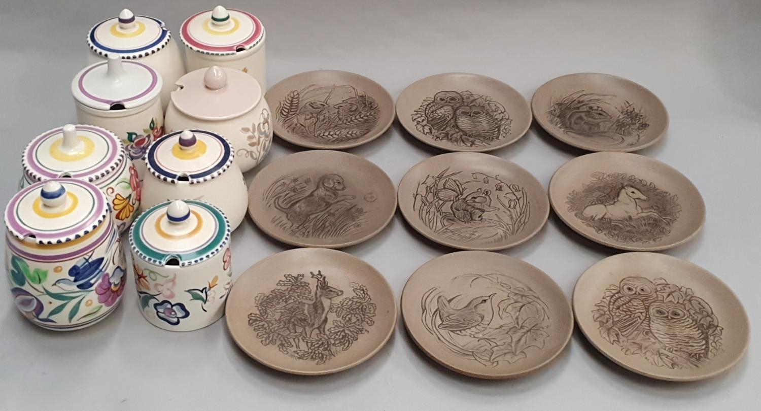 Poole Pottery set of 12 5" Barbara Linley Adams stoneware animal plates together with eight