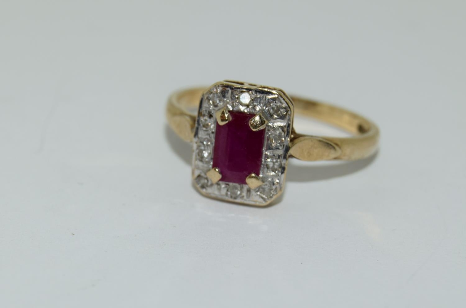 A Ruby/Diamond 9ct gold ring, Size P - Image 6 of 6