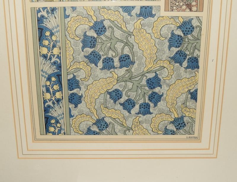 E. Hervegh c1896 pair of original framed prints of tile designs from "La Plante et Ses - Image 3 of 6