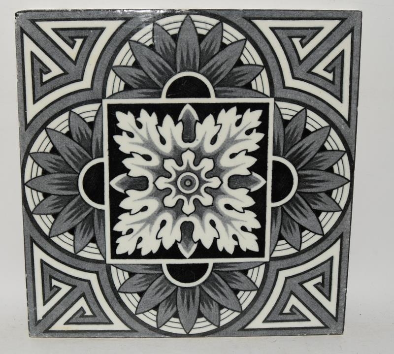 Minton China Works large framed tile / trivet 9.7" x 9.7" c1868-1900, together with large Minton - Image 4 of 8