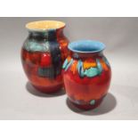 Poole pottery large Gemstone 25cms classic vase together with one other living glaze vase 20cms (2)