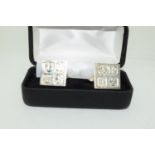 Pair gents silver ingot cufflinks