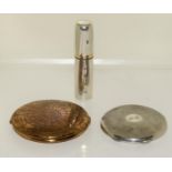 Silver hallmarked ladies atomiser spray, silver compact ,together with another
